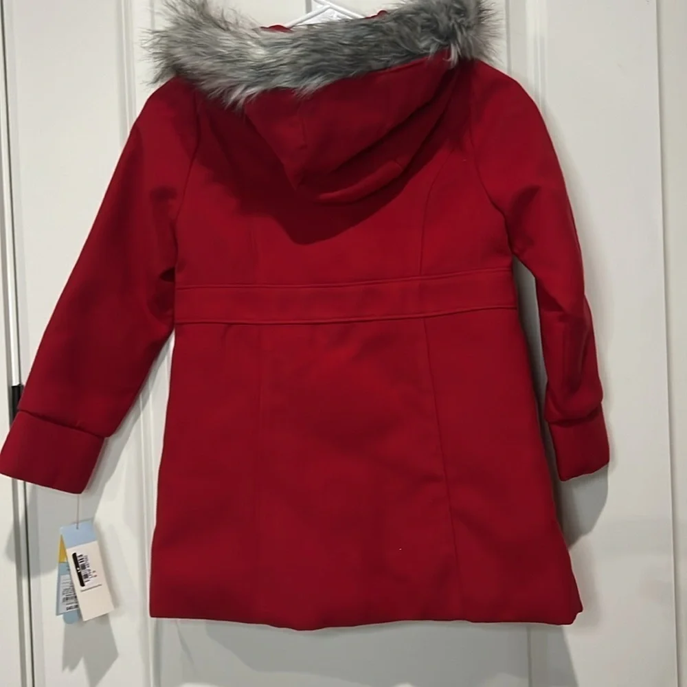 CAT & JACK RED HOODED PEA COAT